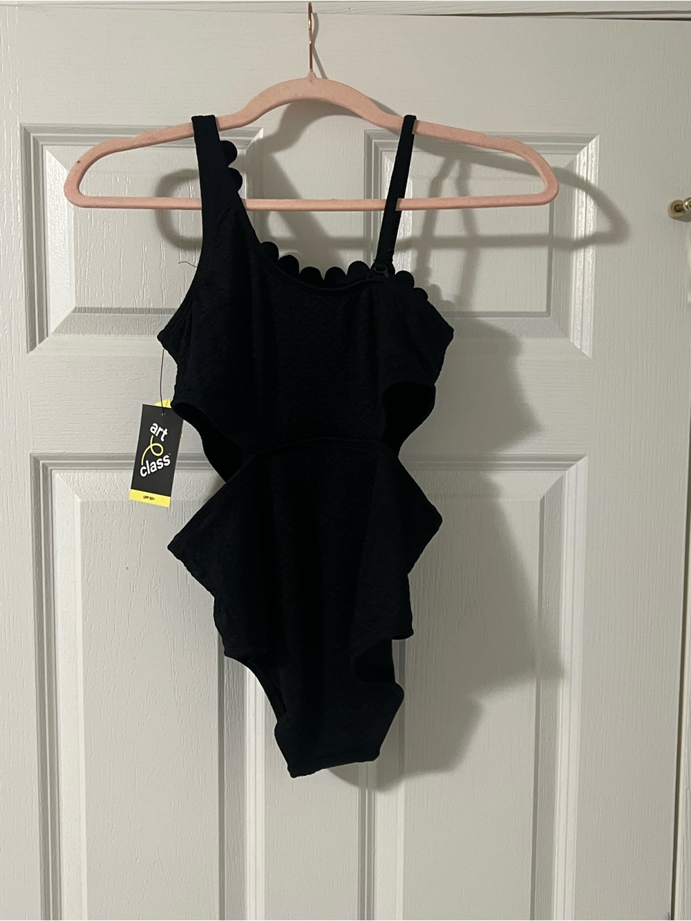 art class Black Ruffle-Trim One-Piece Swimsuit for Kids